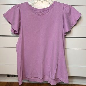 J.Crew Crewcuts Girls Ruffle-Shoulder Tee Size 10-11